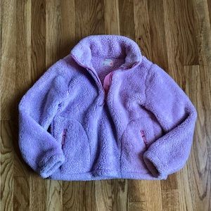 Jcrew crewcuts girls Sherpa 1/2 zip popover size 8 in lavender/pink